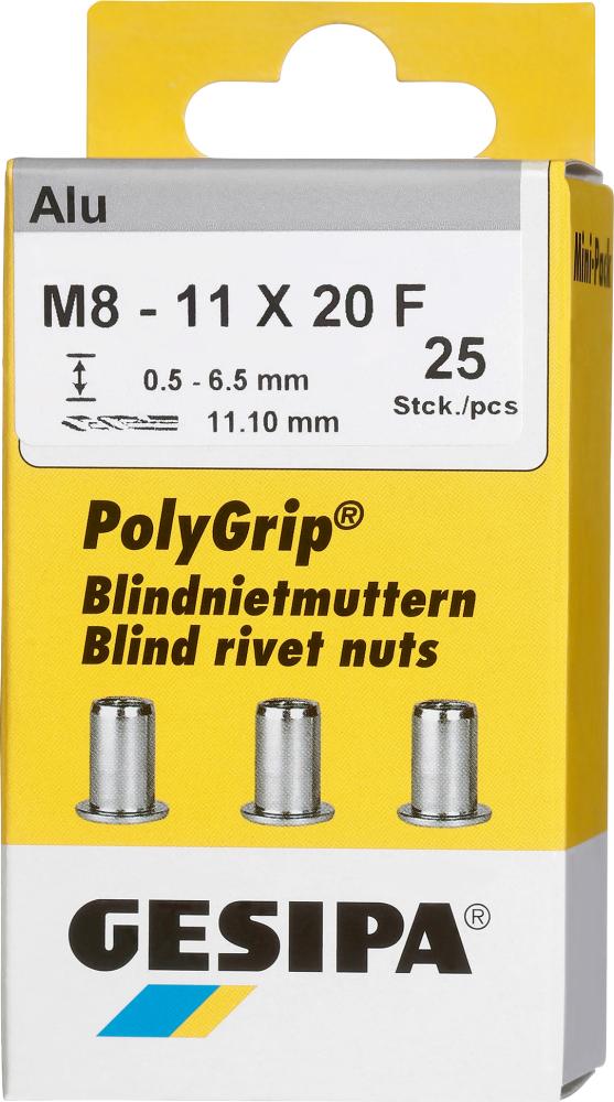 Picture of Blindnietmutter Alu Minipack Polygrip M8 x 11 x 20