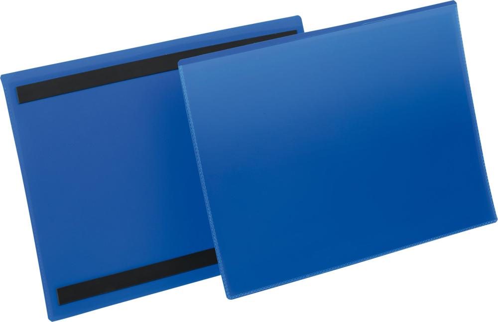 Imagen de Etikettentasche B297xH210 mm A4 quer blau, magnetisch VE 50 Stück