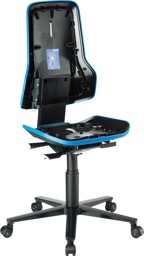 Bild von Bimos Arbeitsstuhl ESD Neon 2, blau Sitzhöhe 450-620 mm mit Rollen, ohne Polster
