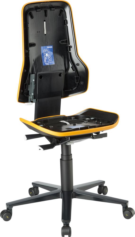 Imagen de Bimos Arbeitsstuhl ESD Neon 2, orange Sitzhöhe 450-620 mm mit Rollen, ohne Polster
