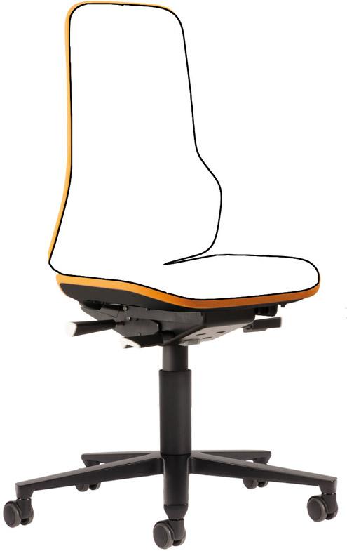 Bild von Bimos Arbeitsstuhl ESD Neon 2, orange Sitzhöhe 450-620 mm mit Rollen, ohne Polster