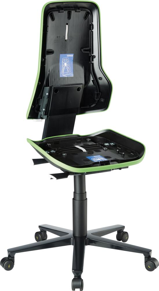 Bild von Bimos Arbeitsstuhl ESD Neon 2, grün Sitzhöhe 450-620 mm mit Rollen, ohne Polster