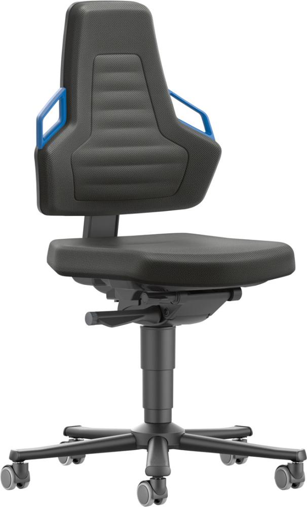 Imagen de Bimos Arbeitsstuhl Nexxit 2 Griff blau Sitzhöhe 450-600 mm Stoff schwarz,mit Rollen