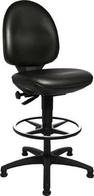Imagen de Arbeitsstuhl TEC 50 Sitz Kunstleder schwarz Sitzhöhe 590-840 mm mit Gleiter /Fußring