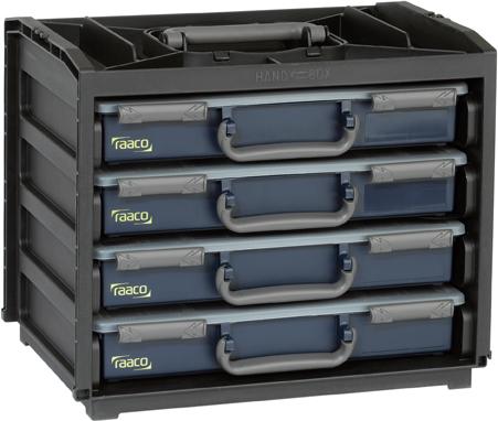 Imagen de Trageschrank HandyBox Kunststoff mit 4 Sortimentskoffern blau raaco