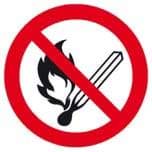 Imagen de Verbotsschild Folie D200 mm Feuer,offenes Licht und Rauchen verboten