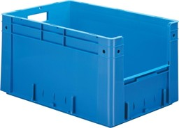 Bild von Sichtlagerkasten blau B400xT600xH320 mm Auflast 600kg, VE 2 Stk. mit Griffloch