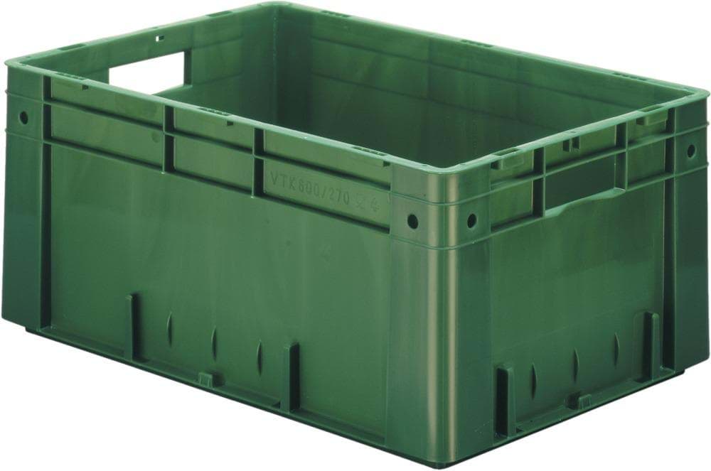 Imagen de Transport-Stapelkasten B600xT400xH270 mm grün Auflast 700kg mit Griffloch
