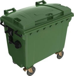 Bild von Müllcontainer 660 l Kst. Flachdeckel grün