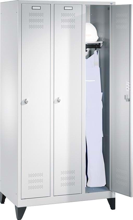 Imagen de Format Garderobenschrank B900xT500xH1800 mm RAL 7035, 3 Abteile mit Füße