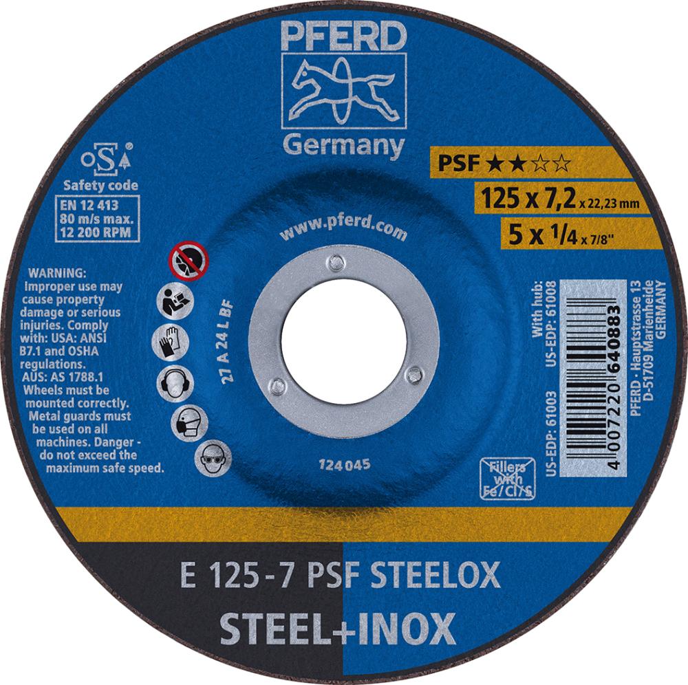 Bild von Schruppscheibe E 125x7,2x22,23 mm Universallinie PSF STEELOX für Stahl/Edelstahl