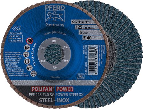 Picture of POLIFAN POWER Fächerscheibe PFF 125x22,23 mm flach Z40 SG STEELOX Stahl/Edelstahl