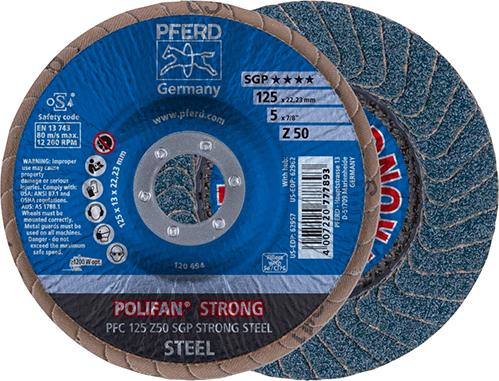 Imagen de POLIFAN STRONG Fächerscheibe PFC 125x22,23 mm konisch Z50 Speziallinie SGP STEEL für Stahl