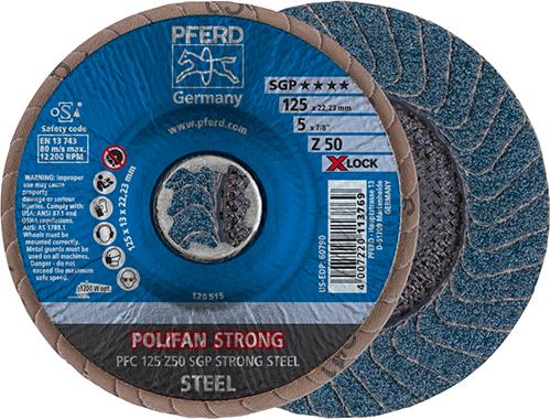 Imagen de POLIFAN STRONG Fächerscheibe PFC 125 mm X-LOCK konisch Z50 SGP STEEL für Stahl