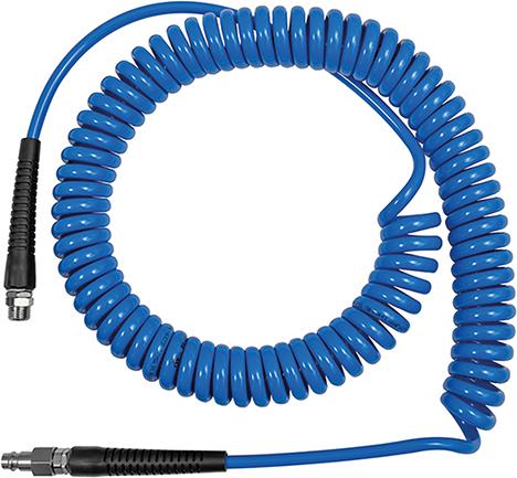 Imagen de Spiralschlauch PU blau, Verschraubung+KnickschutzAG G1/4", 10x6,5mm, 6m RIEGLER