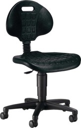 Imagen de Arbeitsstuhl TEC 20 Sitz PU-Schaum schwarz Sitzhöhe 420-550 mm mit Rollen
