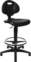 Bild von Arbeitsstuhl TEC 20 Sitz PU-Schaum schwarz Sitzhöhe 590-840 mm mit Gleiter /Fußring