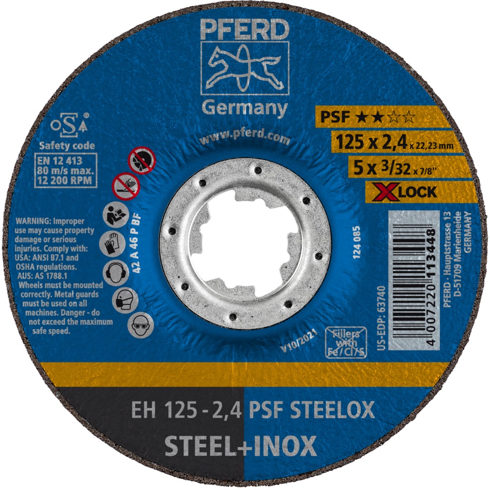 Bild von Trennscheibe EH 125x2,4 mm X-LOCK gekröpft Universallinie PSF STEELOX für Stahl/Edelstahl
