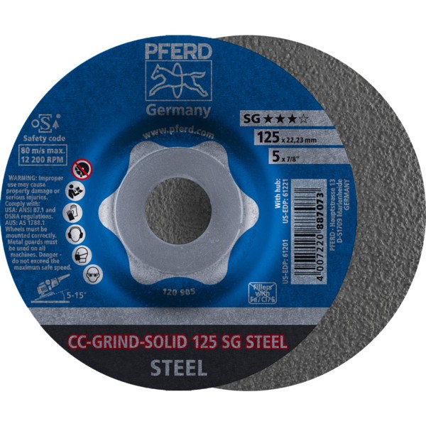 Bild von CC-GRIND-SOLID Schleifscheibe 125x22,23 mm COARSE Leistungslinie SG STEEL für Stahl