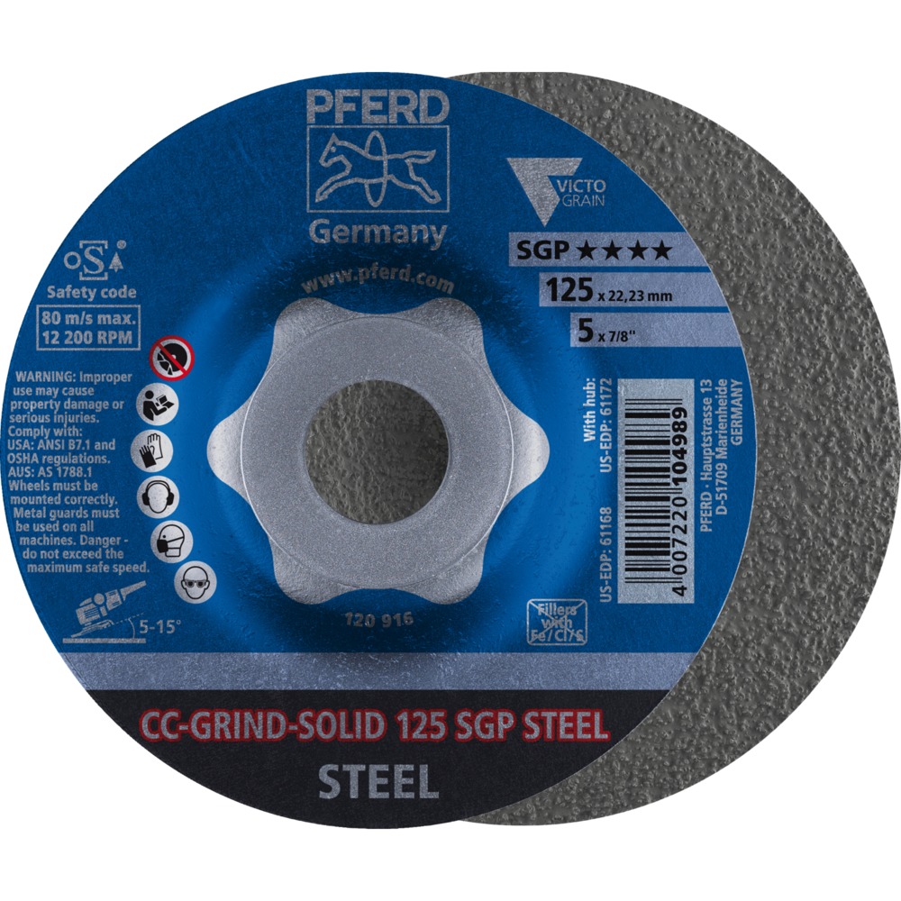 Bild von CC-GRIND-SOLID Schleifscheibe 125x22,23 mm COARSE Speziallinie SGP STEEL für Stahl