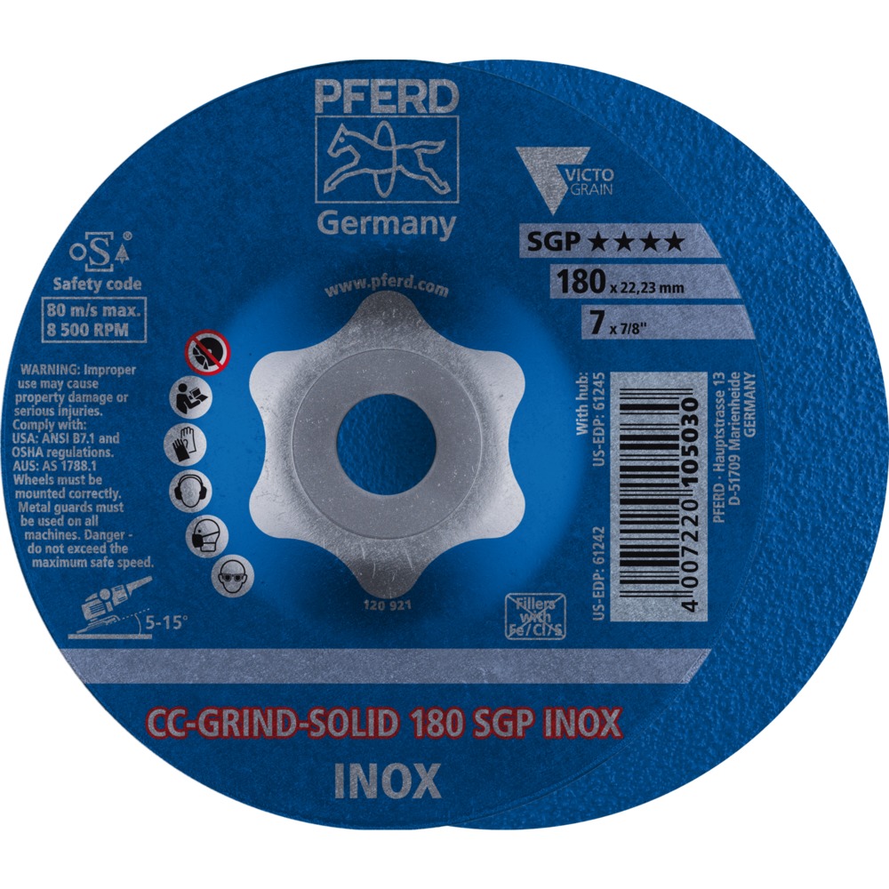 Imagen de CC-GRIND-SOLID Schleifscheibe 180x22,23 mm COARSE Speziallinie SGP INOX für Edelstahl