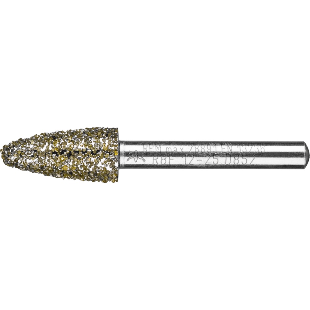 Picture of Diamant-Schleifstift Rundbogen Ø12,0mm Schaft-Ø6 mm D852 (sehr grob) zum Schleifen von Grau-und Sphäroguss