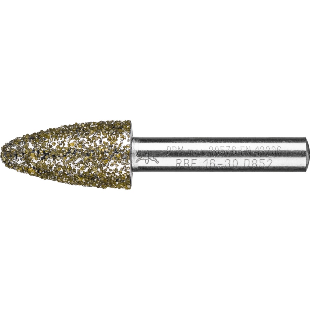Picture of Diamant-Schleifstift Rundbogen Ø16,0mm Schaft-Ø8 mm D852 (sehr grob) zum Schleifen von Grau-und Sphäroguss