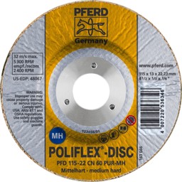 Imagen de Poliflex Disc PFD Ø 115x14 mm Bohrung-Ø 22,23 mm Bindung PUR Mittelhart SIC60