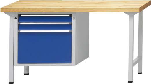 Bild von Kombiwerkbank (Serie V) mit Schubladenunterschrank hängend, mit 3 Schubladen (2x90, 1x360 mm), lichtgrau/enzianblau
