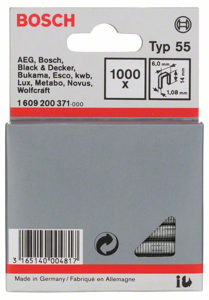Bild von Schmalrückenklammer Typ 55, 6 x 1,08 x 14 mm, 1000er-Pack
