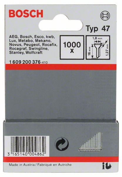Imagen de Tackernagel Typ 47, 1,8 x 1,27 x 16 mm, 1000er-Pack