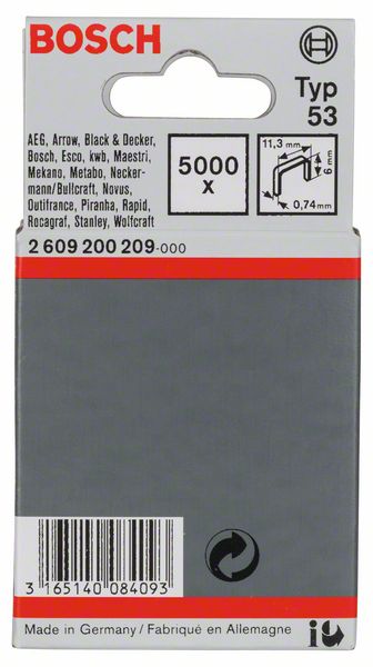 Picture of Feindrahtklammer Typ 53, 11,4 x 0,74 x 6 mm, 5000er-Pack