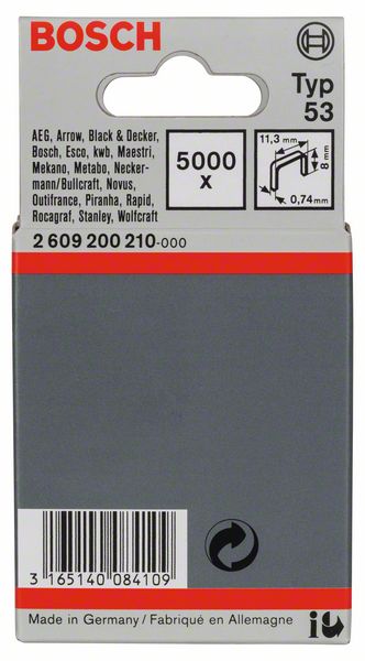 Imagen de Feindrahtklammer Typ 53, 11,4 x 0,74 x 8 mm, 5000er-Pack