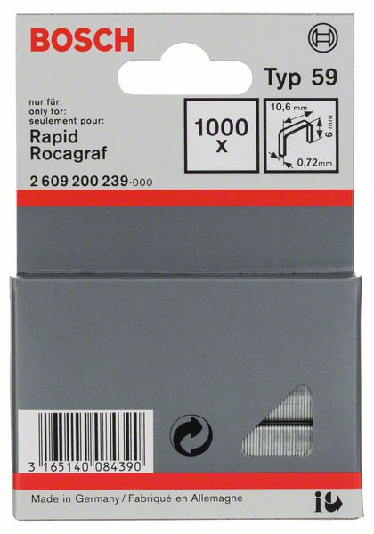 Imagen de Feindrahtklammer Typ 59, 10,6 x 0,72 x 6 mm, 1000er-Pack