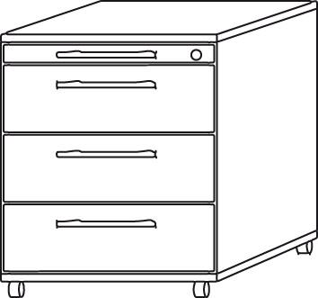 Bild für Kategorie Rollcontainer zur Schreibtischserie B, 3 Schubfächer