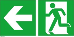 Imagen para la categoría Rettungsschild, Notausgang links hoch mit Richtungspfeil