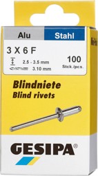 Bild für Kategorie Blindniet Mini-Pack Alu/Stahl, Standard, Flachrundkopf