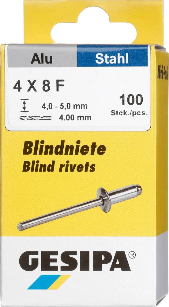 Picture of Blindniet Alu/Stahl Flachrundkopf Mini-Pack 4x8mm GESIPA