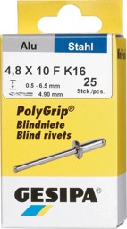 Bild für Kategorie Blindniet Mini-Pack PolyGrip® Alu/Stahl, Großkopf