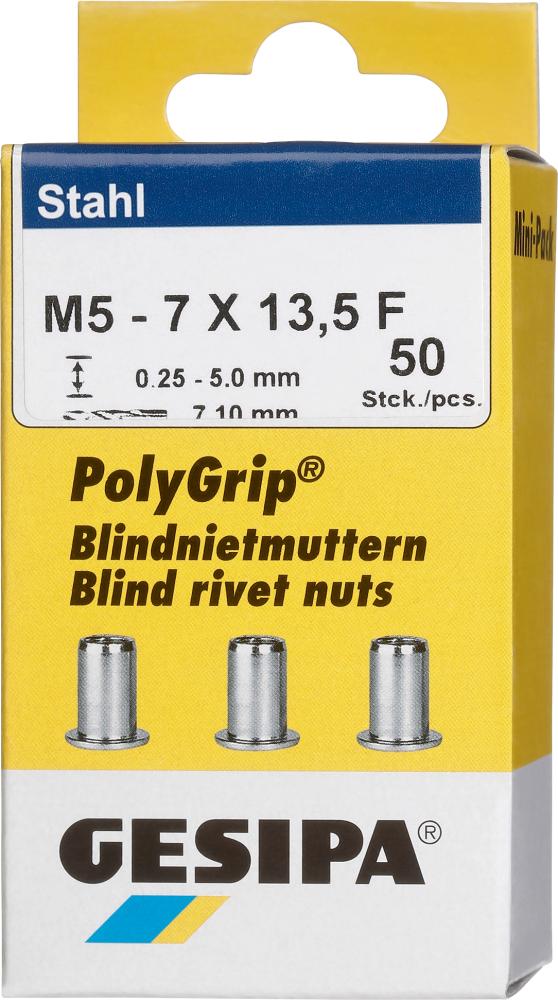 Picture of Blindnietmutter Stahl Minipack Polygrip M5 x 7 x 13,5
