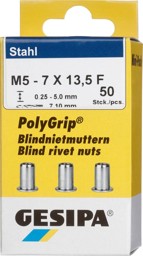 Bild von Blindnietmutter Stahl Minipack Polygrip M5 x 7 x 13,5