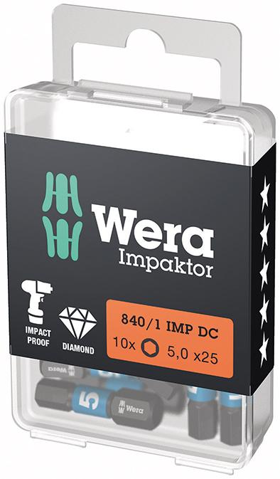 Picture of Bit Impaktor 1/4" DIN 3126 C6,3 Innensechskant 5x25mm 10er Pack Wera