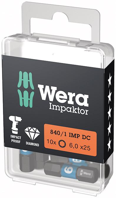 Picture of Bit Impaktor 1/4" DIN 3126 C6,3 Innensechskant 6x25mm 10er Pack Wera