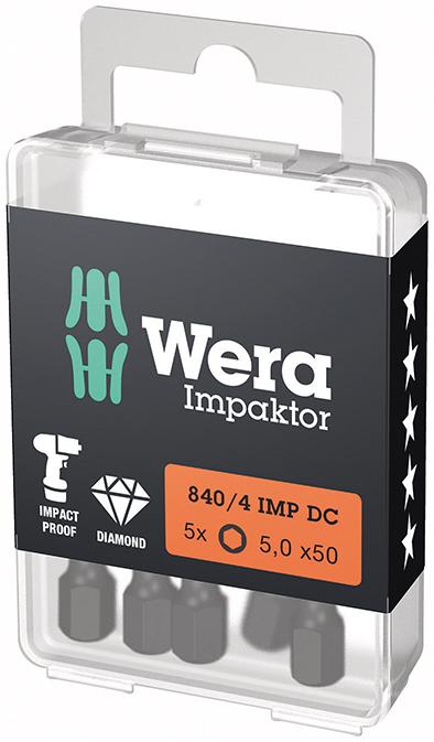 Picture of Bit Impaktor 1/4" DIN 3126 E6,3 Innensechskant 5x50mm 5er Pack Wera