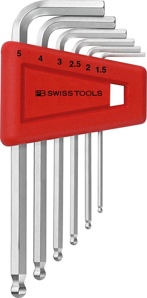 Imagen de Winkelschraubendreher- Satz im Kunststoffhalter 6-teilig 1,5-5mm Kugelkopf PB Swiss Tools
