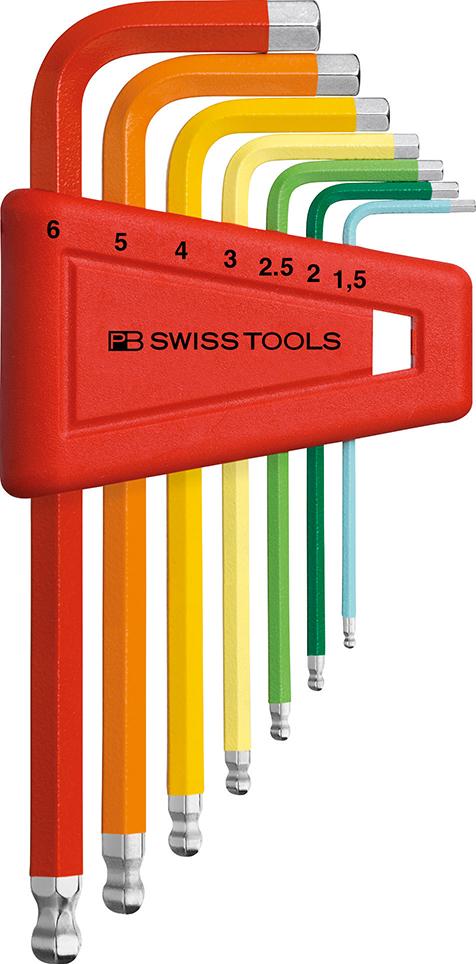 Picture of Winkelschraubendreher- Satz im Kunststoffhalter 7-teilig 1,5-6mm Rainbow Kugelkopf PB Swiss Tools