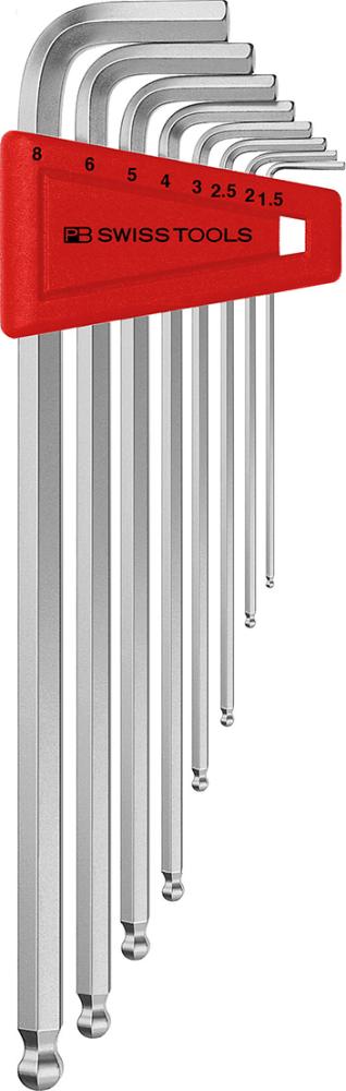 Imagen de Winkelschraubendreher- Satz im Kunststoffhalter 8-teilig 1,5-8mm lang Kugelkopf PB Swiss Tools