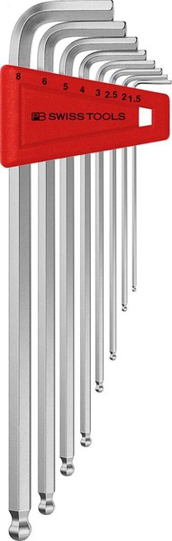 Bild von Winkelschraubendreher- Satz im Kunststoffhalter 8-teilig 1,5-8mm lang Kugelkopf PB Swiss Tools