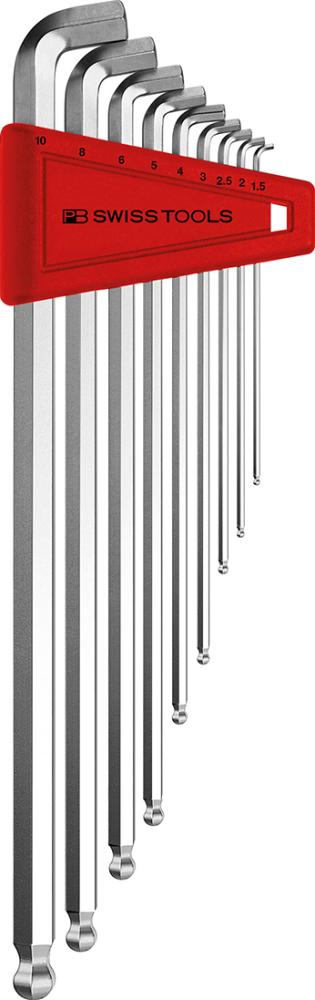 Bild für Kategorie Winkelschraubendreher-Satz für 6-kant-Schrauben, mit Kugelkopf und verkürztem Schenkel, lang, Nr. PB 2212