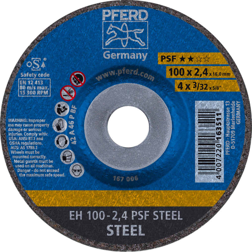 Bild von Trennscheibe EH 100x2,4x16 mm gekröpft Universallinie PSF STEEL für Stahl